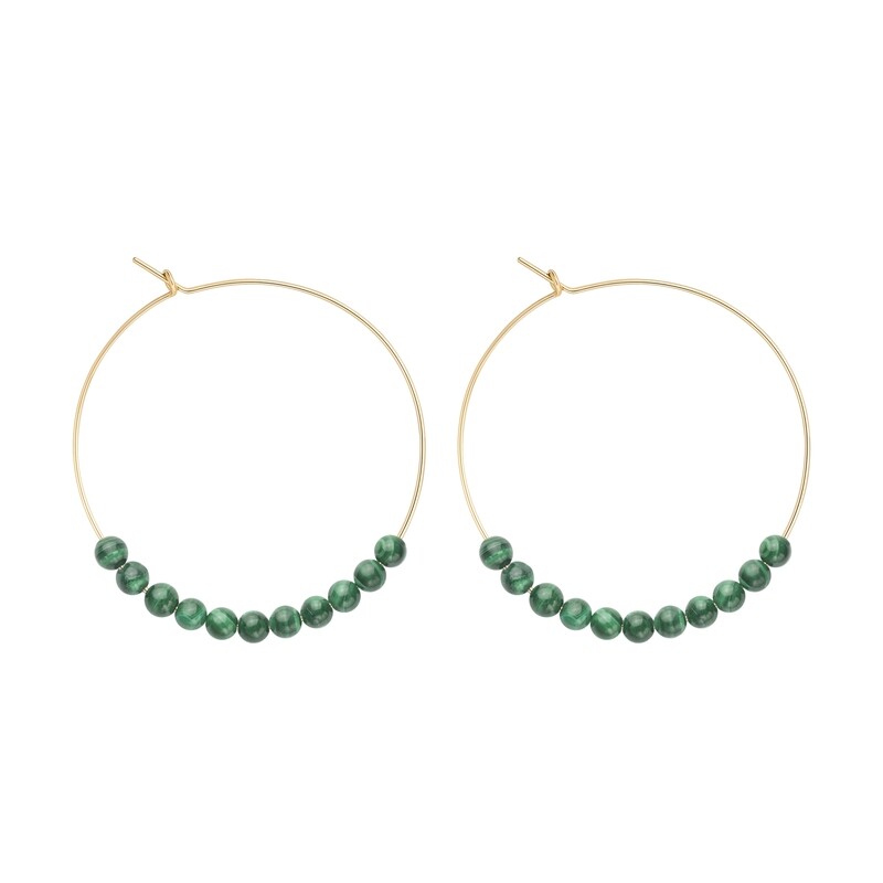 Grandes Créoles Malachite & Or 14k gold-filled