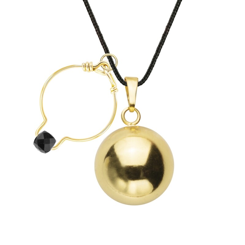 Bola Bague Spinelle Noir & cordon