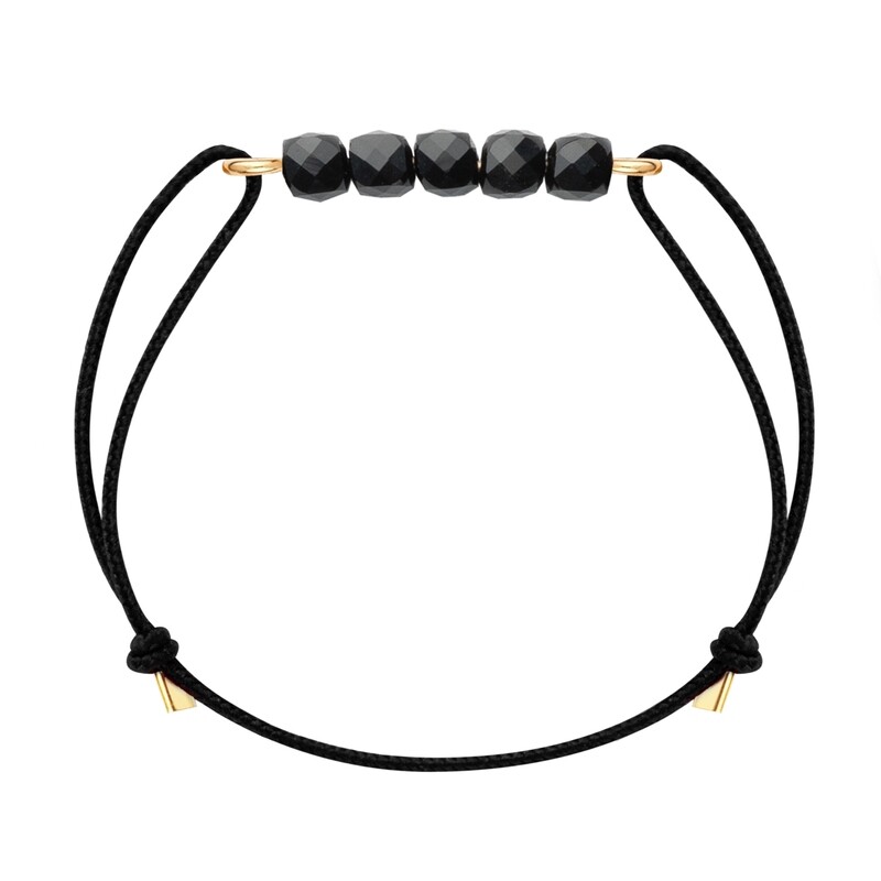 Bracelet cordon Or & Spinelle Noir