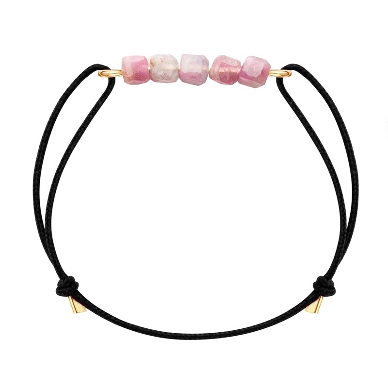 Bracelet cordon Or & Tourmaline Rose