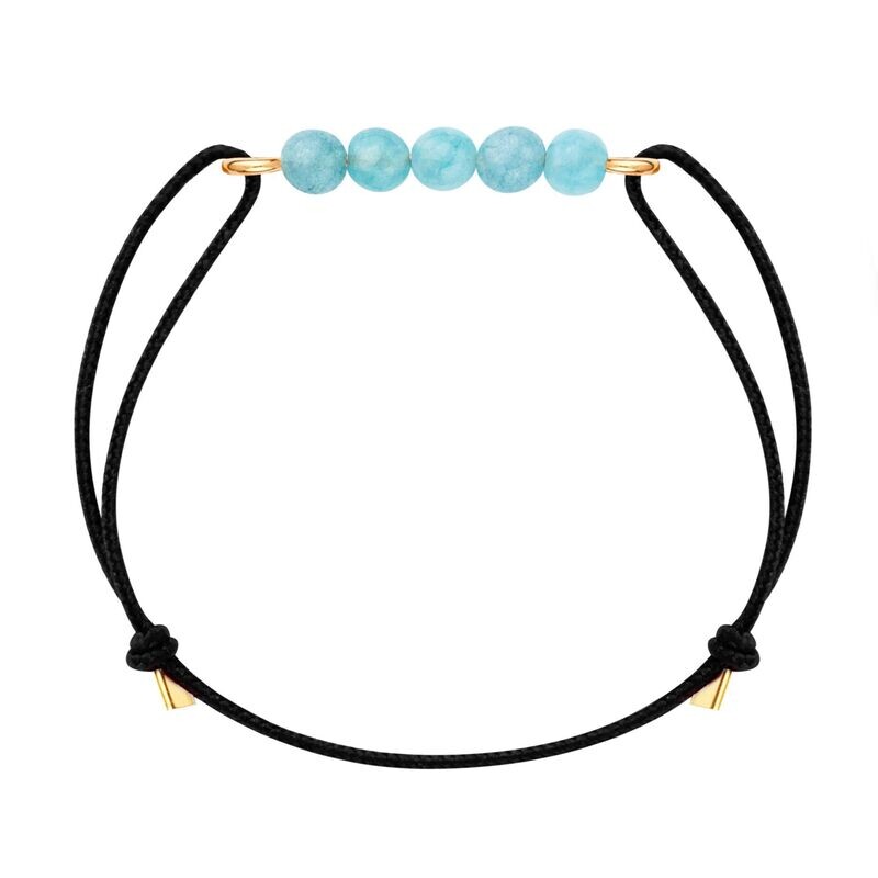 Bracelet cordon Or & Aigue-Marine