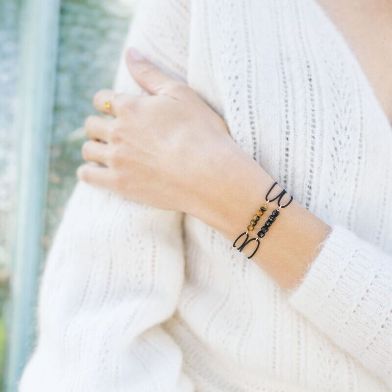 Bracelet cordon Or & Oeil-de-Tigre