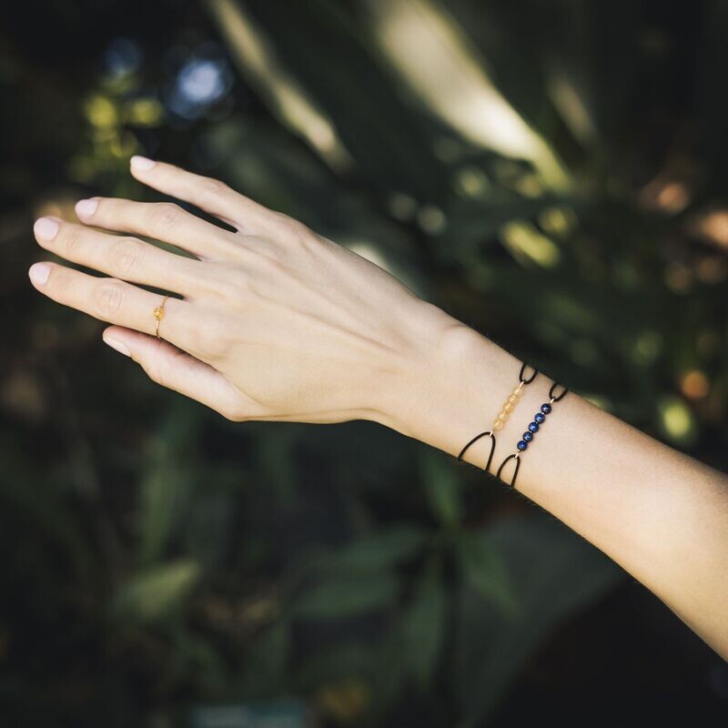 Bracelet cordon Or & Lapis Lazuli