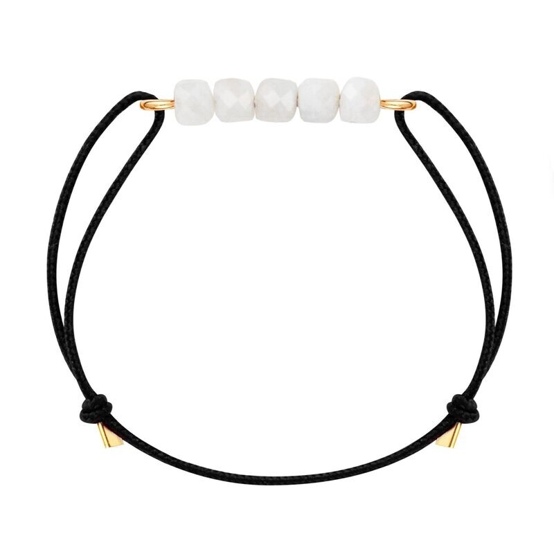 Bracelet cordon Or & Pierres de Lune facettées