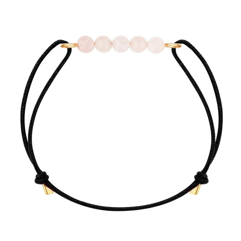 Bracelet cordon Or & Quartz Rose