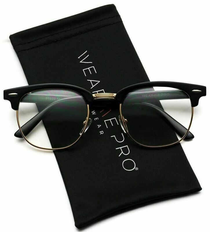 Vintage Inspired Classic Half Frame Horn Rimmed Clear Lens Glasses