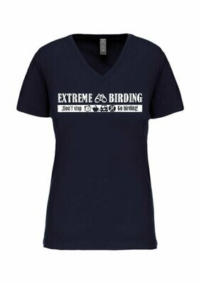 CAMISETA MANGA CORTA chica.   
Extreme birding (Azul marino) TALLA XL