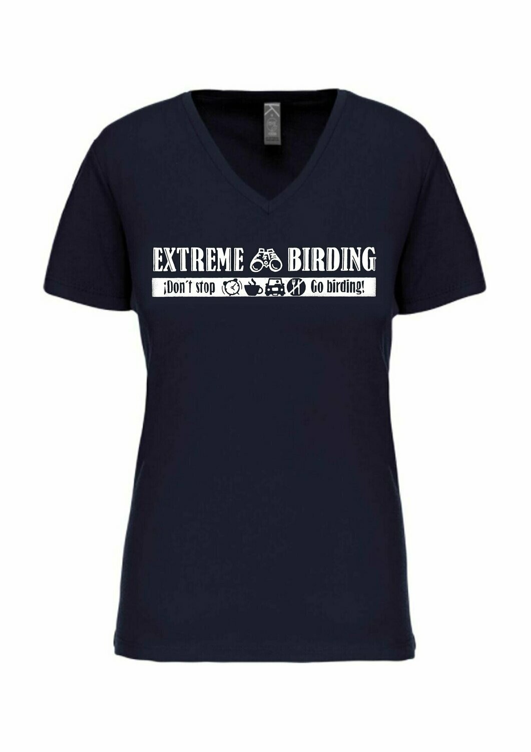 CAMISETA MANGA CORTA chica.   
Extreme birding (Azul marino) TALLA L