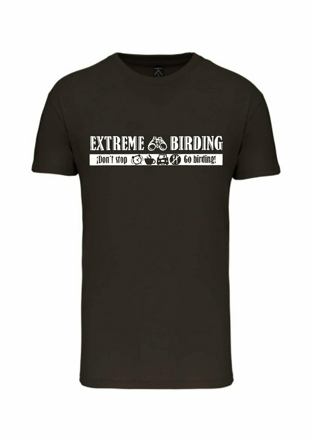 CAMISETA MANGA CORTA unisex.  
Extreme birding (Verde kaki) TALLA M
