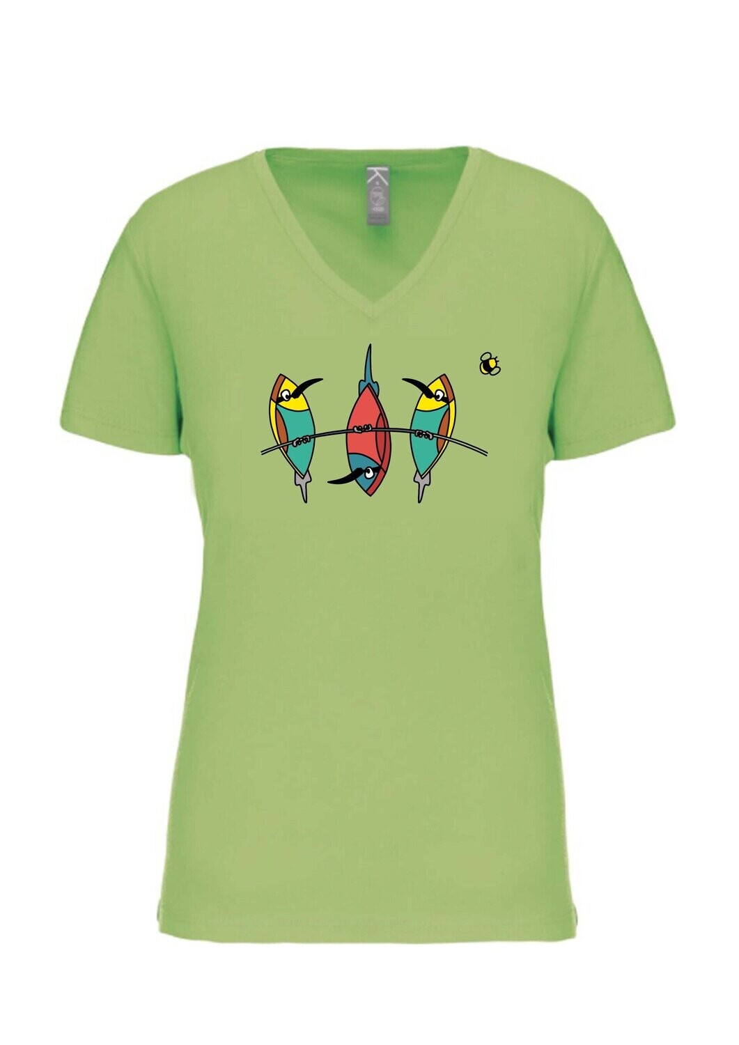 CAMISETA MANGA CORTA chica.   
Abejarucos (Verde claro). TALLA L