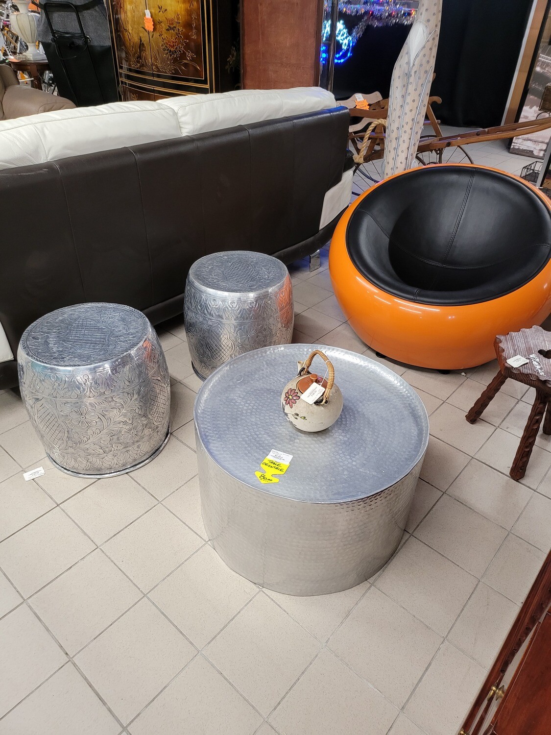 TABLE BASSE ORIENTALE RONDE ARTISANALE FAITE MAIN