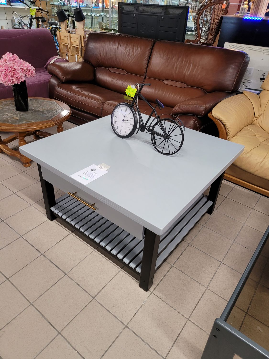 TABLE BASSE + 1 TIROIR FAITE MAIN 91 X 91 X 52