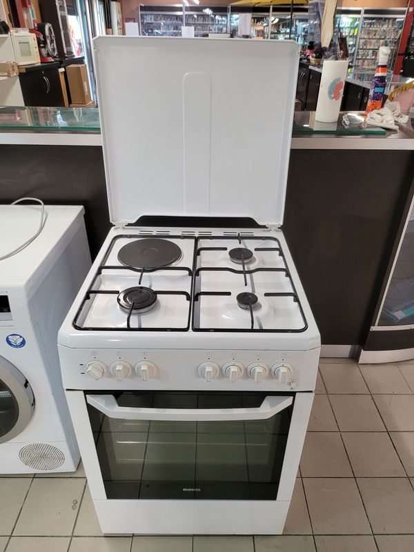 CUISINIERE MIXTE 3 BOUCHES GAZ 1 PLAQUE ET FOUR ELECTRIQUE
