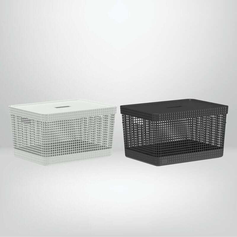 Cesta Organizadora con Tapa 20 litros OU &quot;Grid&quot;