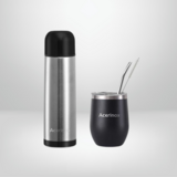 Set Termo 480ml + Mate + Bombilla + Limpia Bombilla Acero Inoxidable