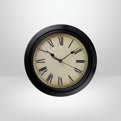 Reloj De Pared Negro/Esfera Beige 30cm