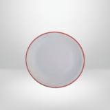 Plato Postre de Cerámica 20cm Blanco con Borde Rojo