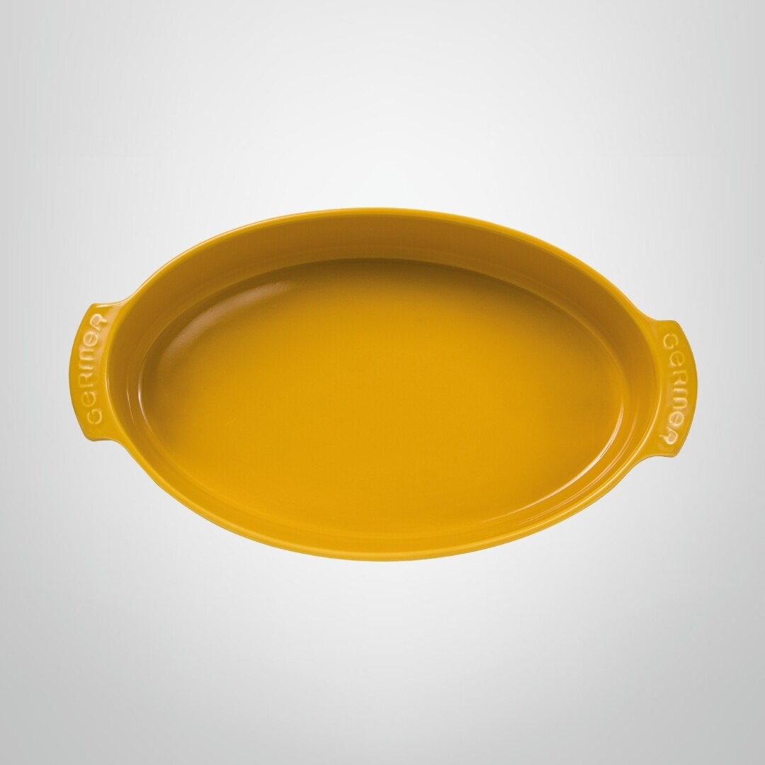 Asadera Ovalada de Porcelana Fina 38 cm GERMER, Color: Amarillo