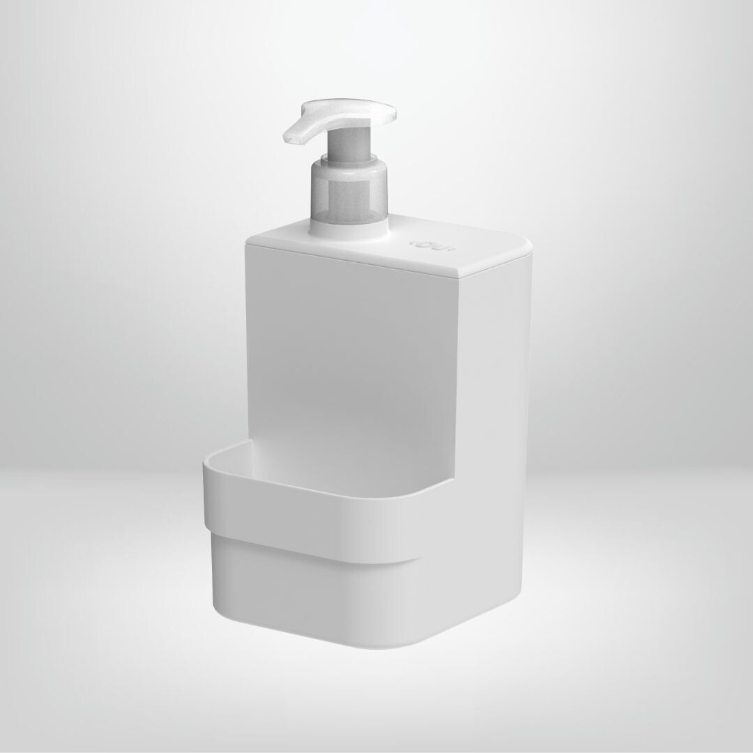 Dispensador de Jabón Líquido con Compartimiento OU &quot;Trium&quot;, Color: Blanco