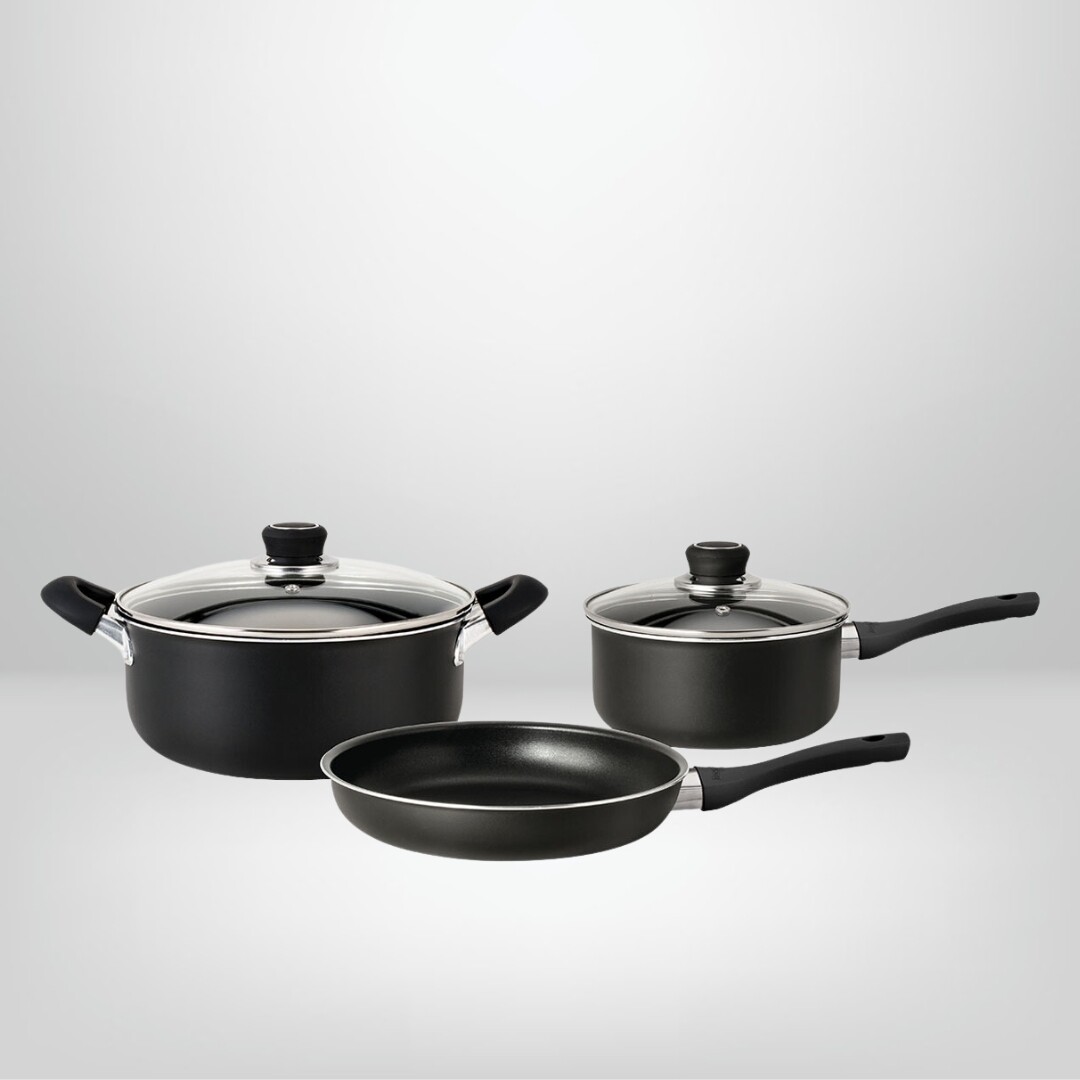 Juego de Ollas de Cocina Antiadherente 5 Piezas  &quot;Alumix&quot; Negro HUDSON