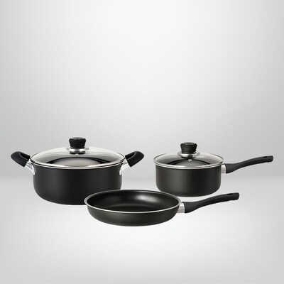 Juego de Ollas de Cocina Antiadherente 5 Piezas  &quot;Alumix&quot; Negro HUDSON