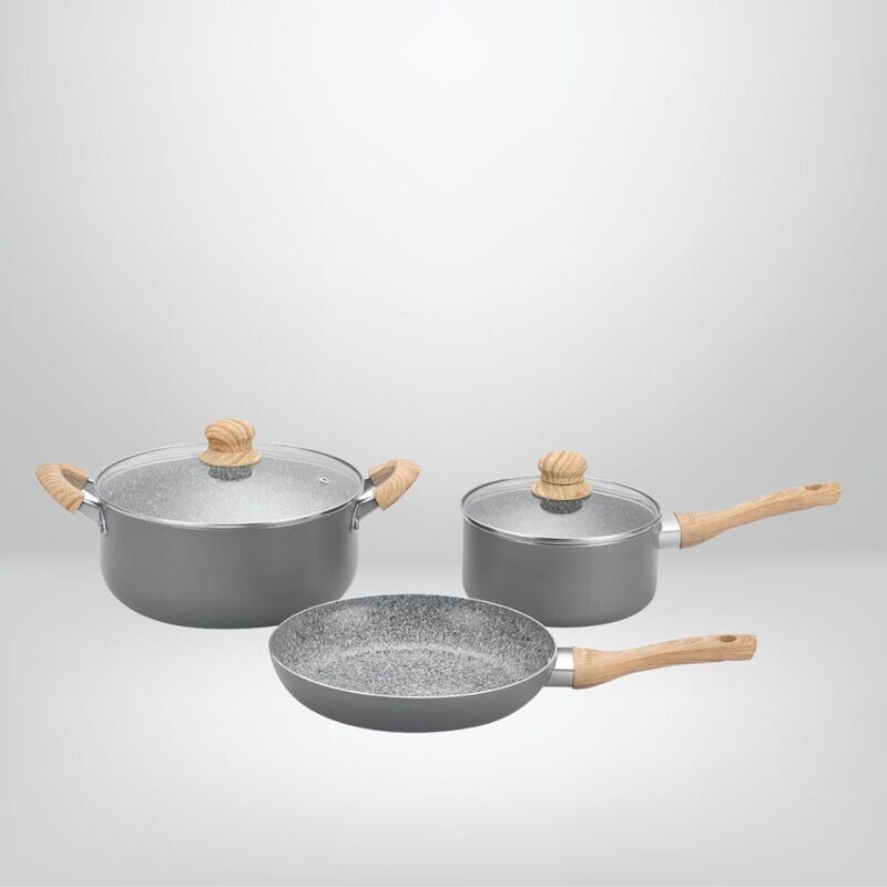 Juego de Ollas de Cocina Antiadherente 5 Piezas  &quot;Granito&quot;  HUDSON