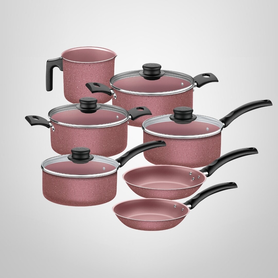 Juego de Ollas de Cocina Antiadherente 11 Piezas  &quot;Turím&quot; Rosa TRAMONTINA