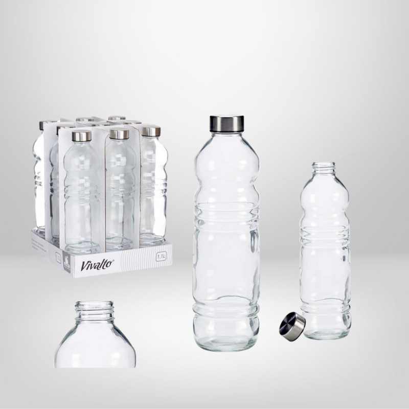 Botella de Vidrio c/Tapa Rosca 1 Litro