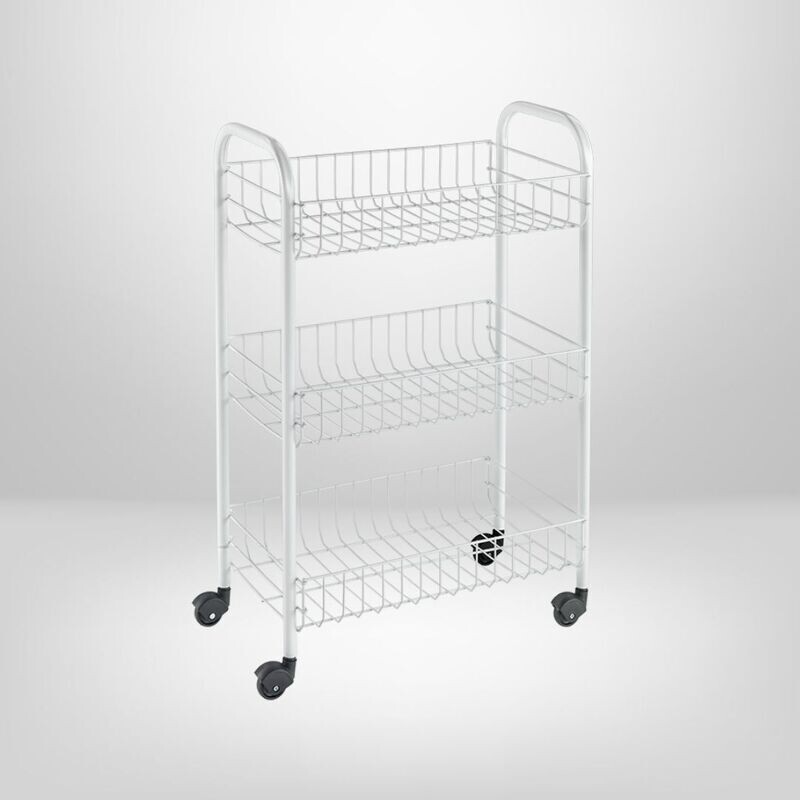 Carrito Acero Inoxidable con 3 Canastos METALTEX &quot;Siena&quot; (Blanco)