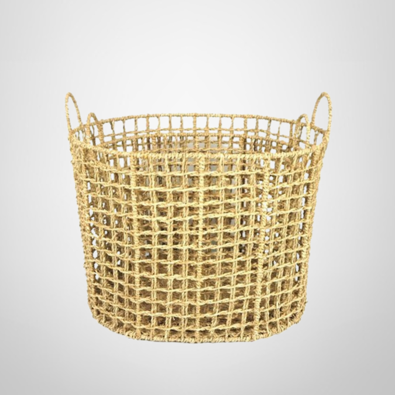 Cesto Calado Oval de Fibra Natural c/Asas 40 x 30 x 28cm
