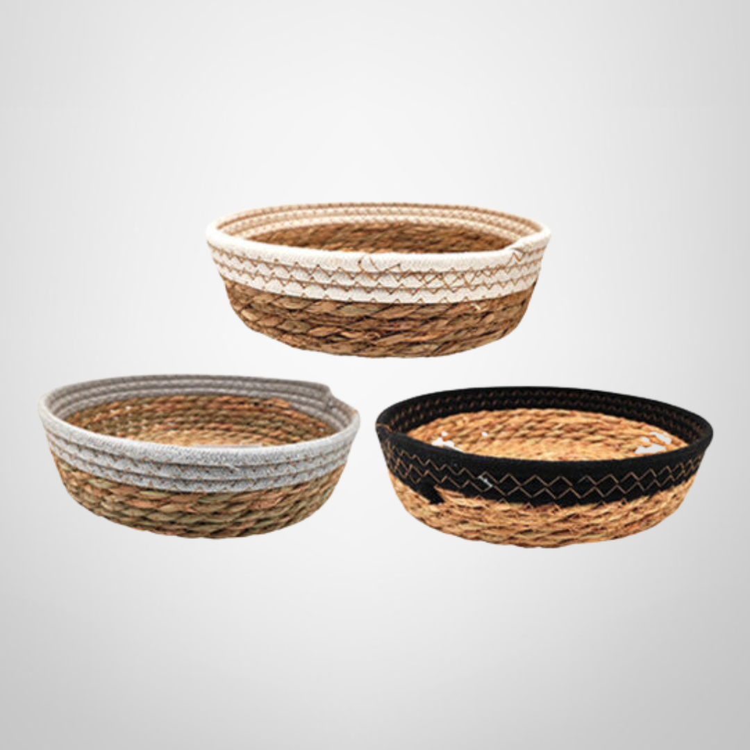 Canasto de Rattan Redondo Bicolor 25cm