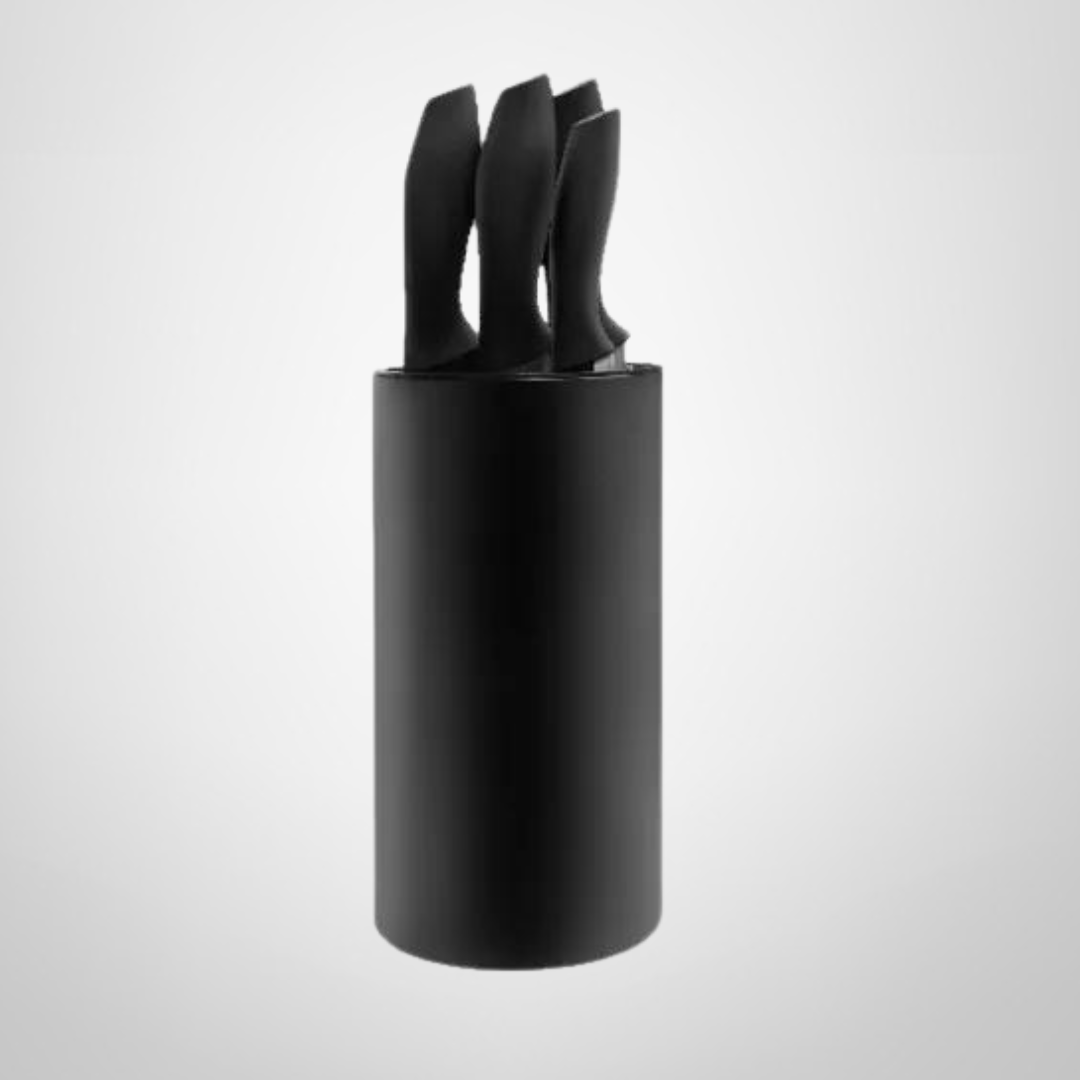Juego de Cuchillas c/Taco 5 Piezas &quot;Básic&quot; Negro  HUDSON
