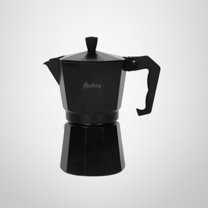 Cafetera Italiana de Aluminio 6 Tazas &quot;Negra&quot; HUDSON