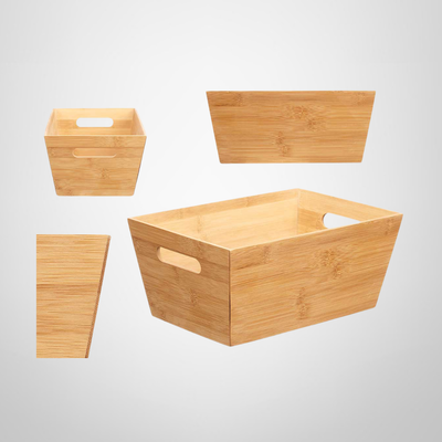 Caja de Madera de Bambú c/Asas 32x32x30cm