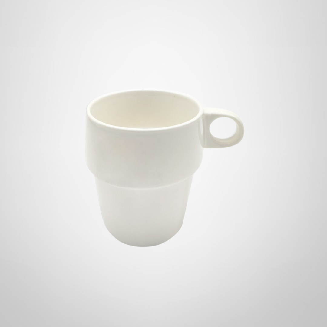 Taza de Cerámica Blanca Apilable 260ml