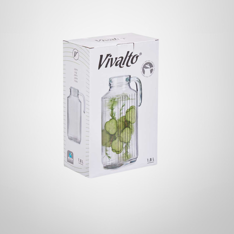 Jarra de Vidrio c/Tapa Blanca y Asa 1,8 Litros para Nevera