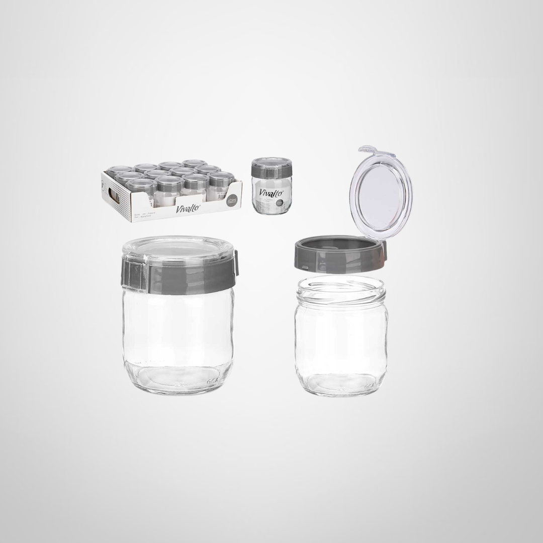 Recipiente de Vidrio con Tapa Plástica 425ml
