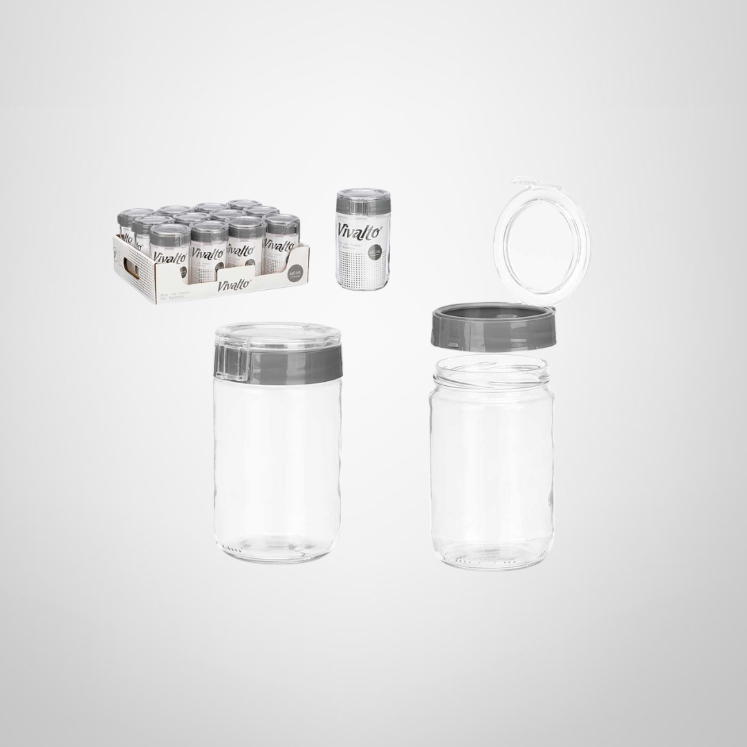 Recipiente de Vidrio con Tapa Plástica 660ml
