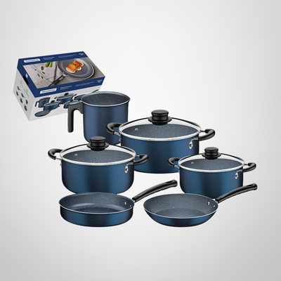 Juego de Ollas de Cocina Antiadherente 9 Piezas &quot;Linz&quot; Azul TRAMONTINA