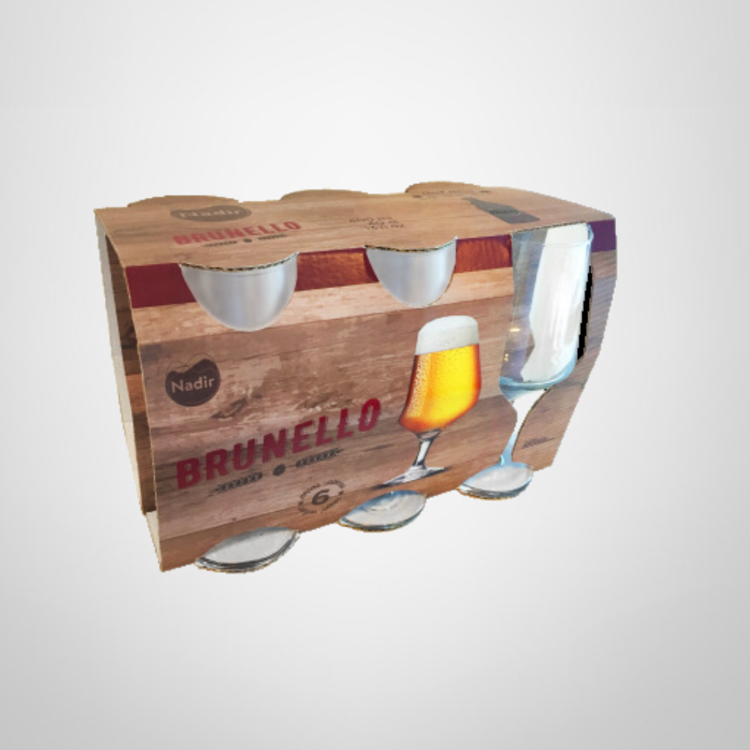 Juego de Copas de Vidrio Cerveza 400ml x6 &quot;Brunello&quot; NADIR