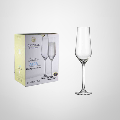Juego Copas de Cristal Flauta 220ml x6 &quot;Alca&quot; BOHEMIA