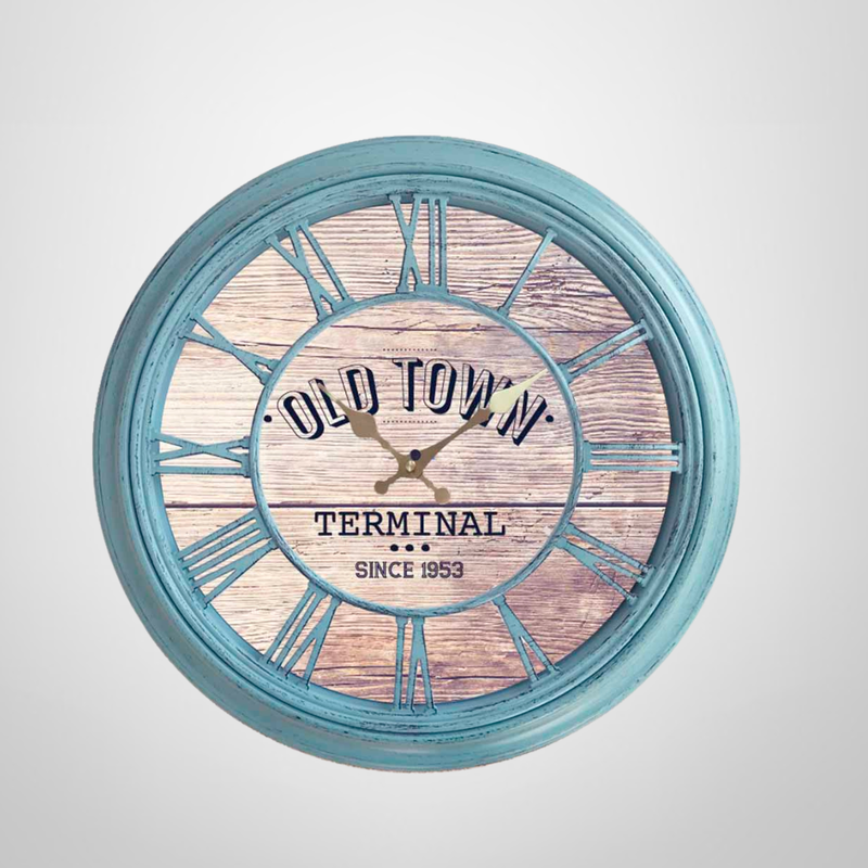 Reloj de Pared de Madera Vintage Celeste 50cm