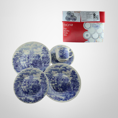 Juego de Vajilla 30 Piezas &quot;Cena Inglesa&quot; Cerámica OXFORD