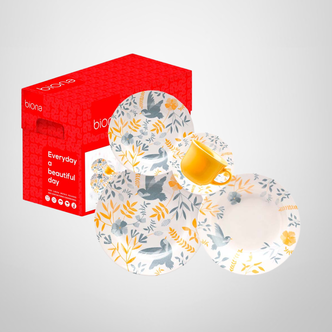 Juego de Vajilla 20 Piezas &quot;Bem Te Vi&quot; Cerámica OXFORD