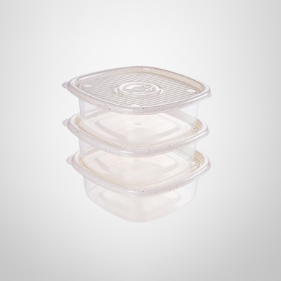Juego de Recipientes Cuadrados 1 Litro 3 Piezas Blanco Marmol &quot;Pop&quot; PLASUTIL
