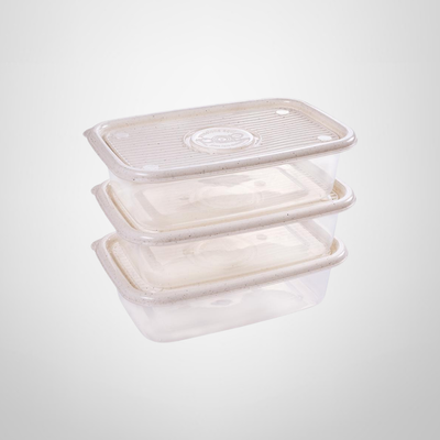 Juego de Recipientes Rectangulares 1,2 Litros 3 Piezas Blanco Marmol &quot;Pop&quot; PLASUTIL