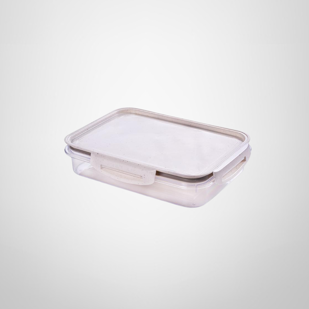 Recipiente Hermético Rectangular 1,1 Litros Blanco Mármol &quot;Traba Mais&quot; PLASUTIL