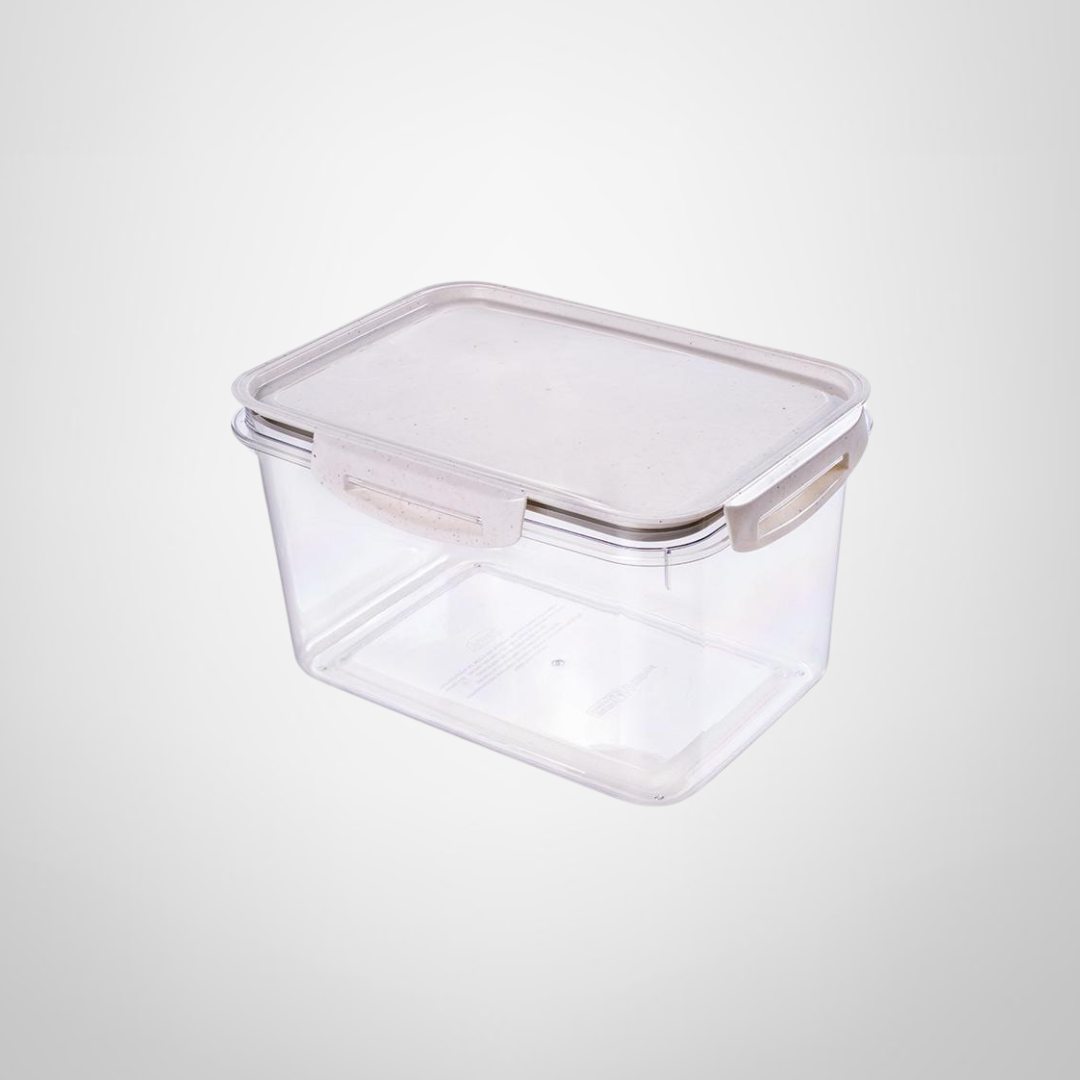 Recipiente Hermético Rectangular 4 Litros Blanco Mármol &quot;Traba Mais&quot; PLASUTIL