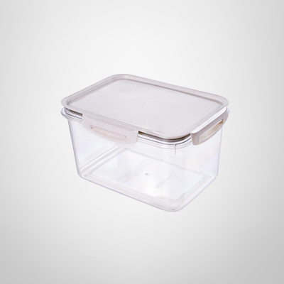 Recipiente Hermético Rectangular 4 Litros Blanco Mármol &quot;Traba Mais&quot; PLASUTIL