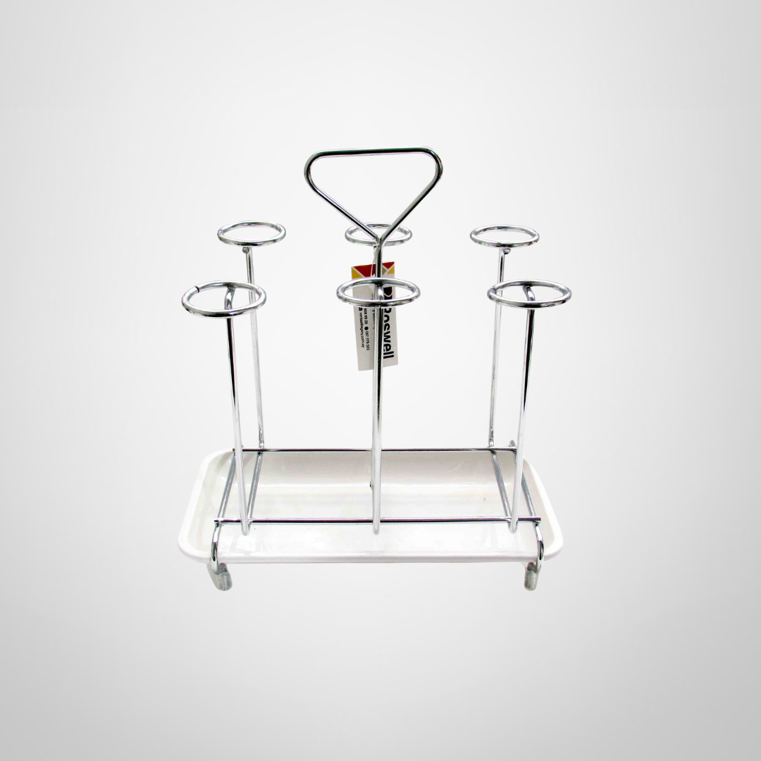 Escurridor de Vasos de Metal c/Bandeja Blanca